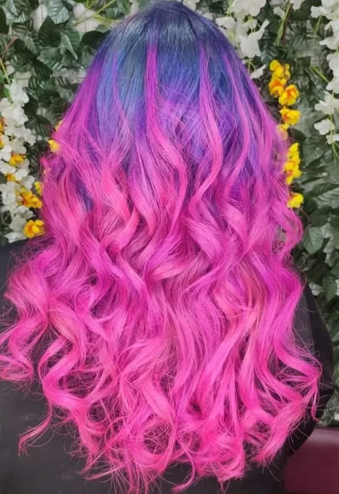 Real pink and violet hair color